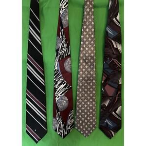 4 Vintage Silk Designer Ties Pierre Cardin Don Loper Alexander Lloyd Geoff Beene